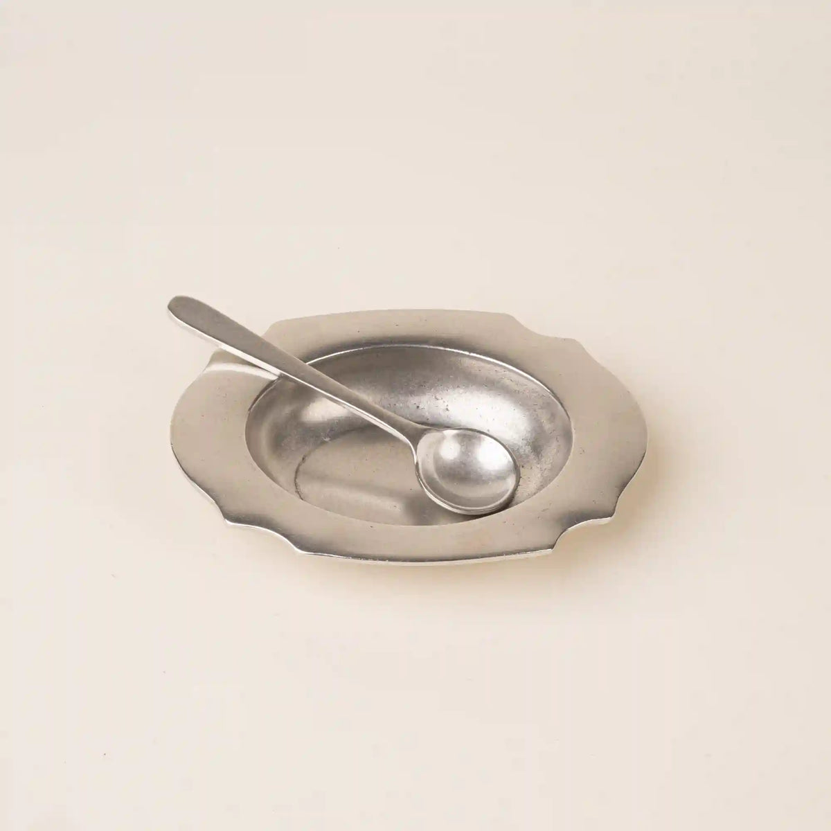 Pewter Salt Dish & Spoon