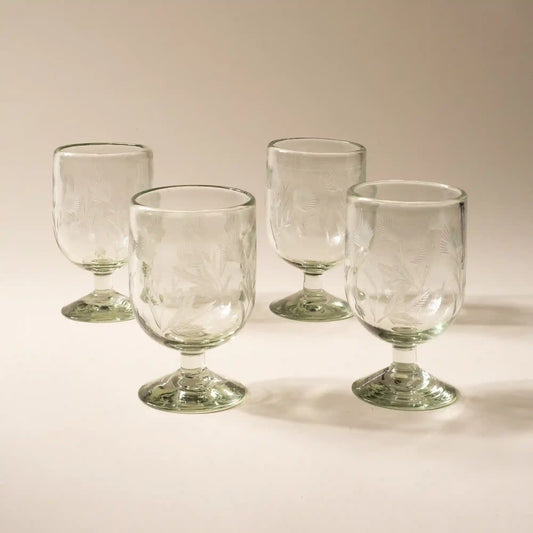 Etched Thistle Wine Glass, Set of 4