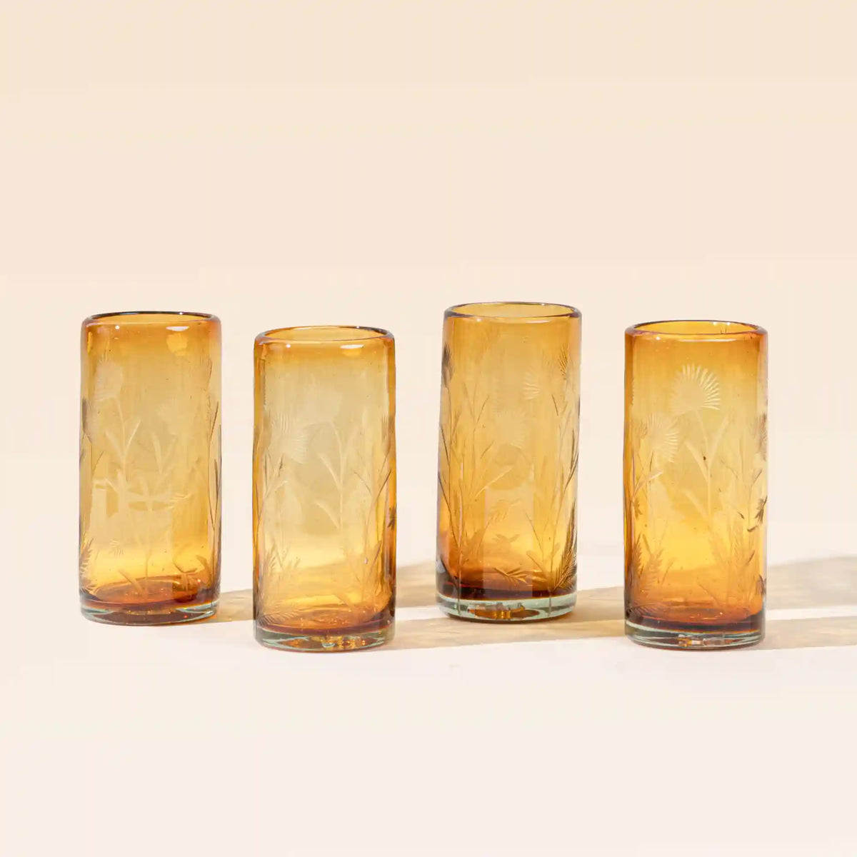 Etched Thistle Highball, Set of 4