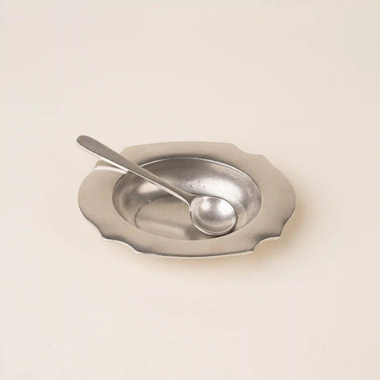 Pewter Salt Dish & Spoon