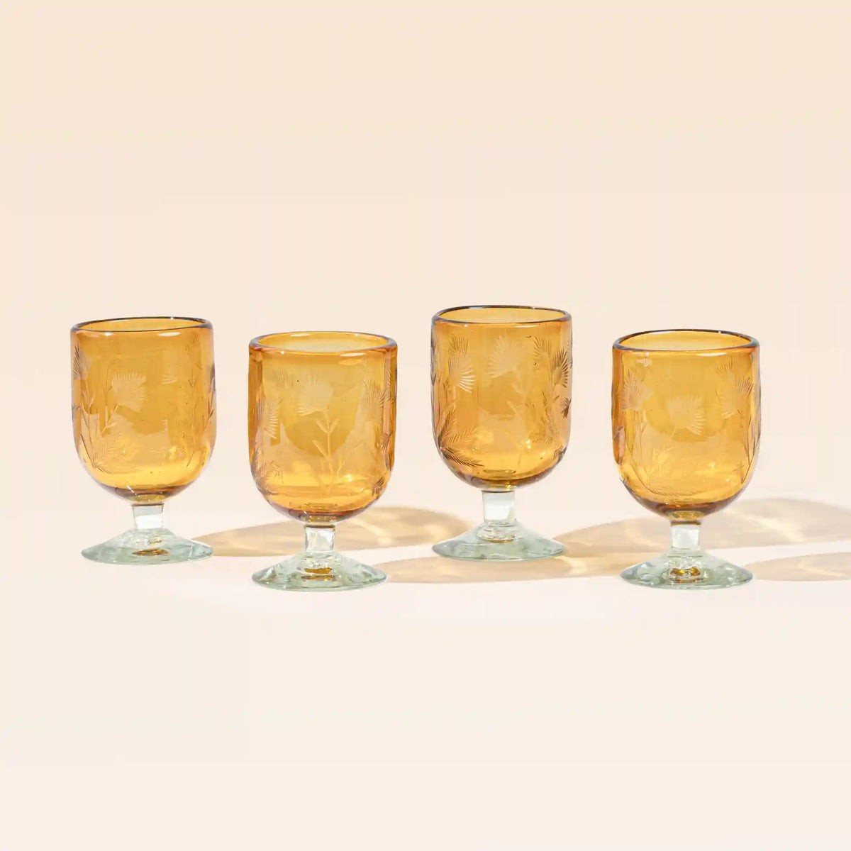 Etched Thistle Wine Glass, Set of 4
