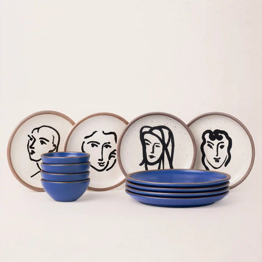 Matisse 12-Piece Dinnerware Set, Aquatint Portraits