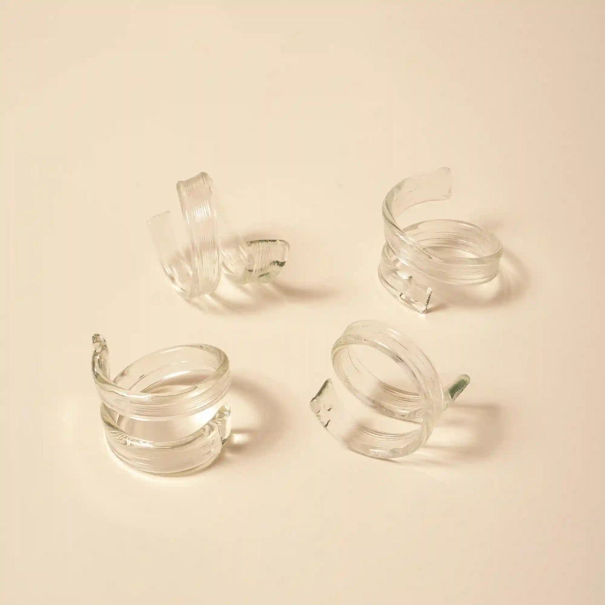 Glass Twist Napkin Rings, Set of 4