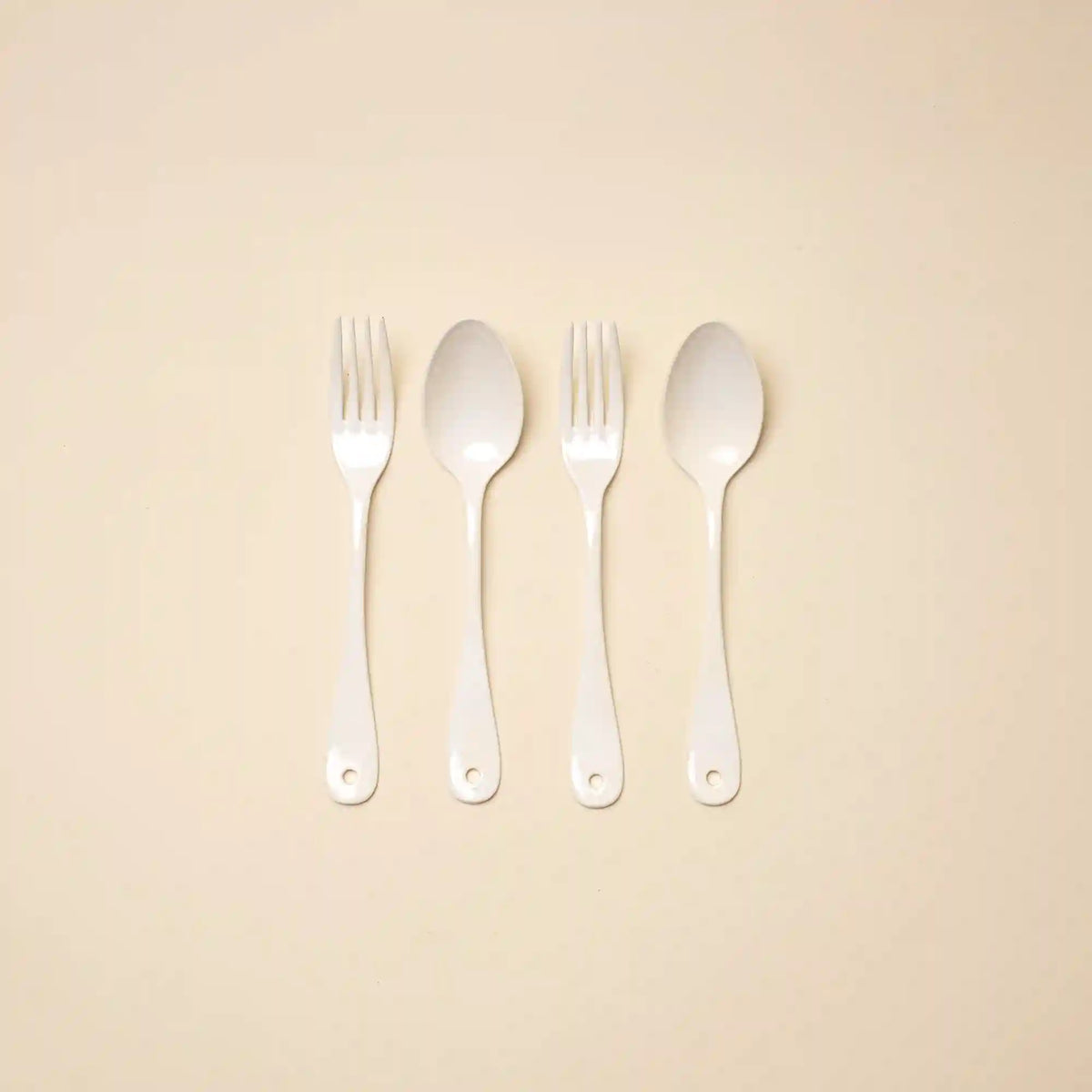 Japanese Enamel Picnic Flatware, 4-Piece Set