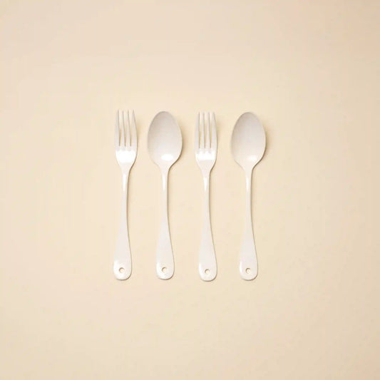 Japanese Enamel Picnic Flatware, 4-Piece Set